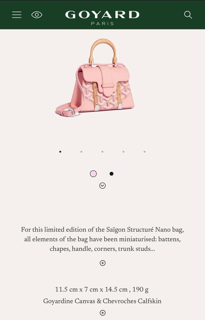GOYARD Limited Edition Saigon Structured Nano Bag in Pink at