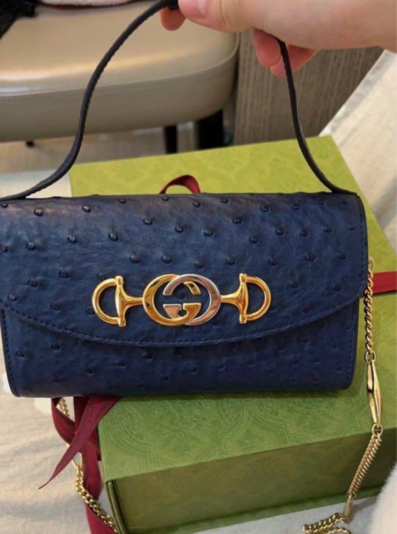 Gucci zumi ostrich on sale bag