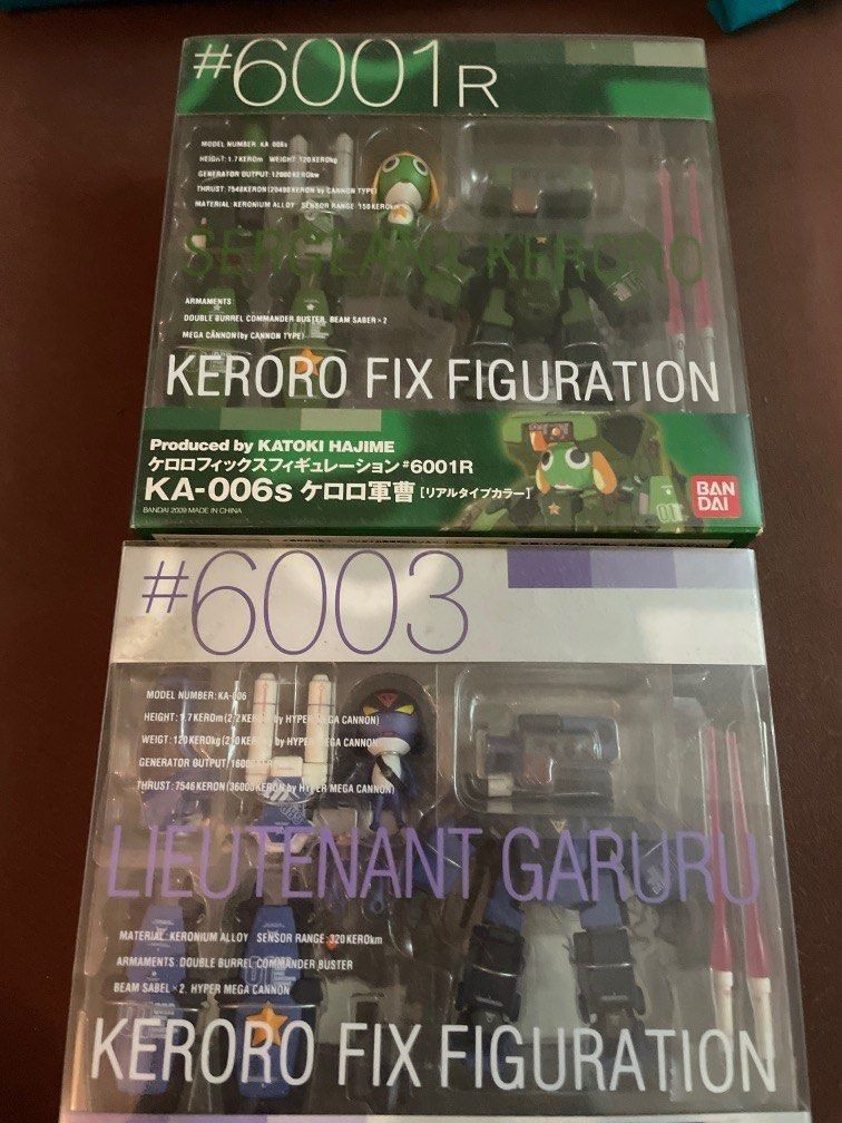 Gundam fix figuration set of 2 lieutenant garuru and sergeant keroro (Category: Gundam Model Kits) located in Singapore. Submitted by nookazon (Listing ID 1239302989, Image 1). Description: Brand new in box. Price is non negotiable please, thank you. please make an offer only if alright Kindly self collect in seng kang.