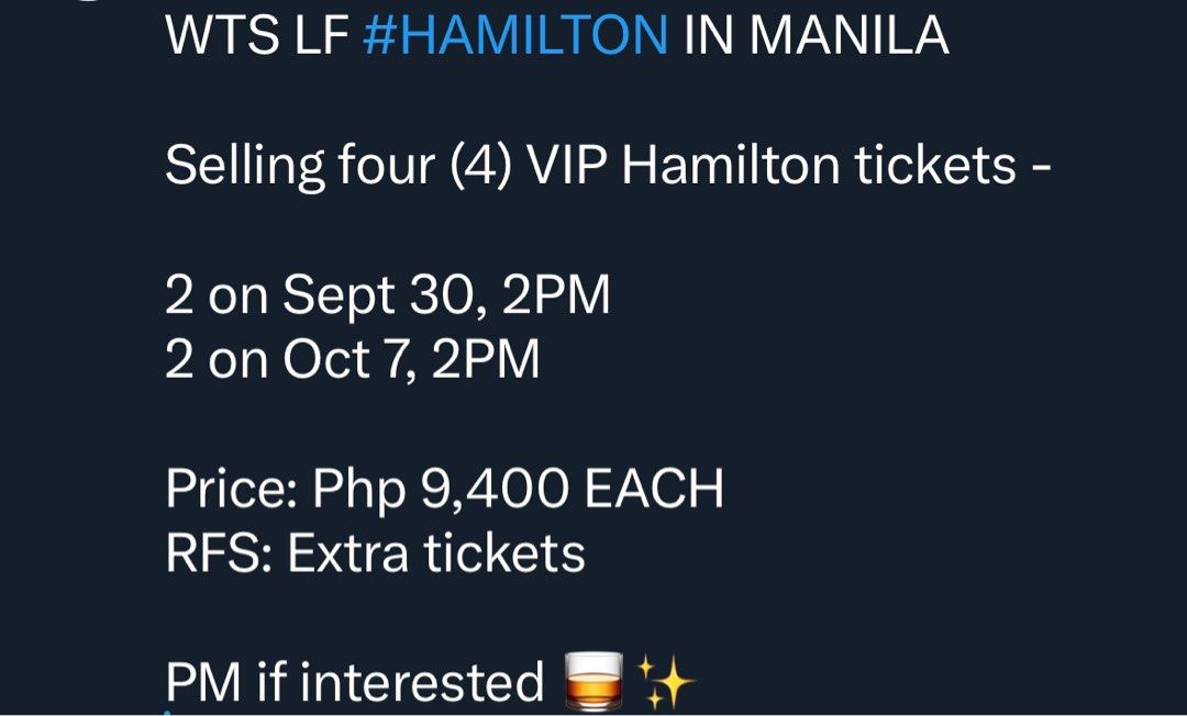 Hamilton live tickets hot sale
