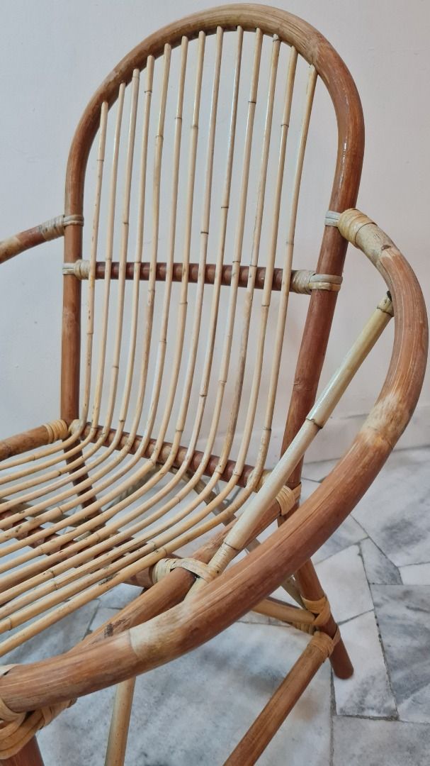 Handcrafted Retro Rattan Coin Chair, Furniture & Home Living, Furniture