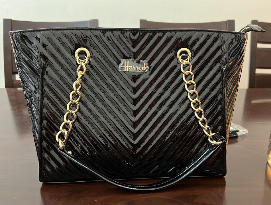 Harrods Patent Christie Chevron Shoulder Bag