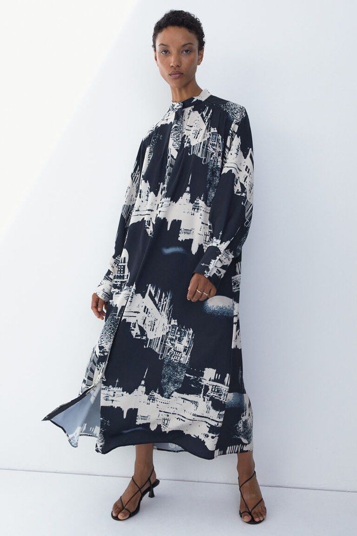 H&m navy maxi sales dress