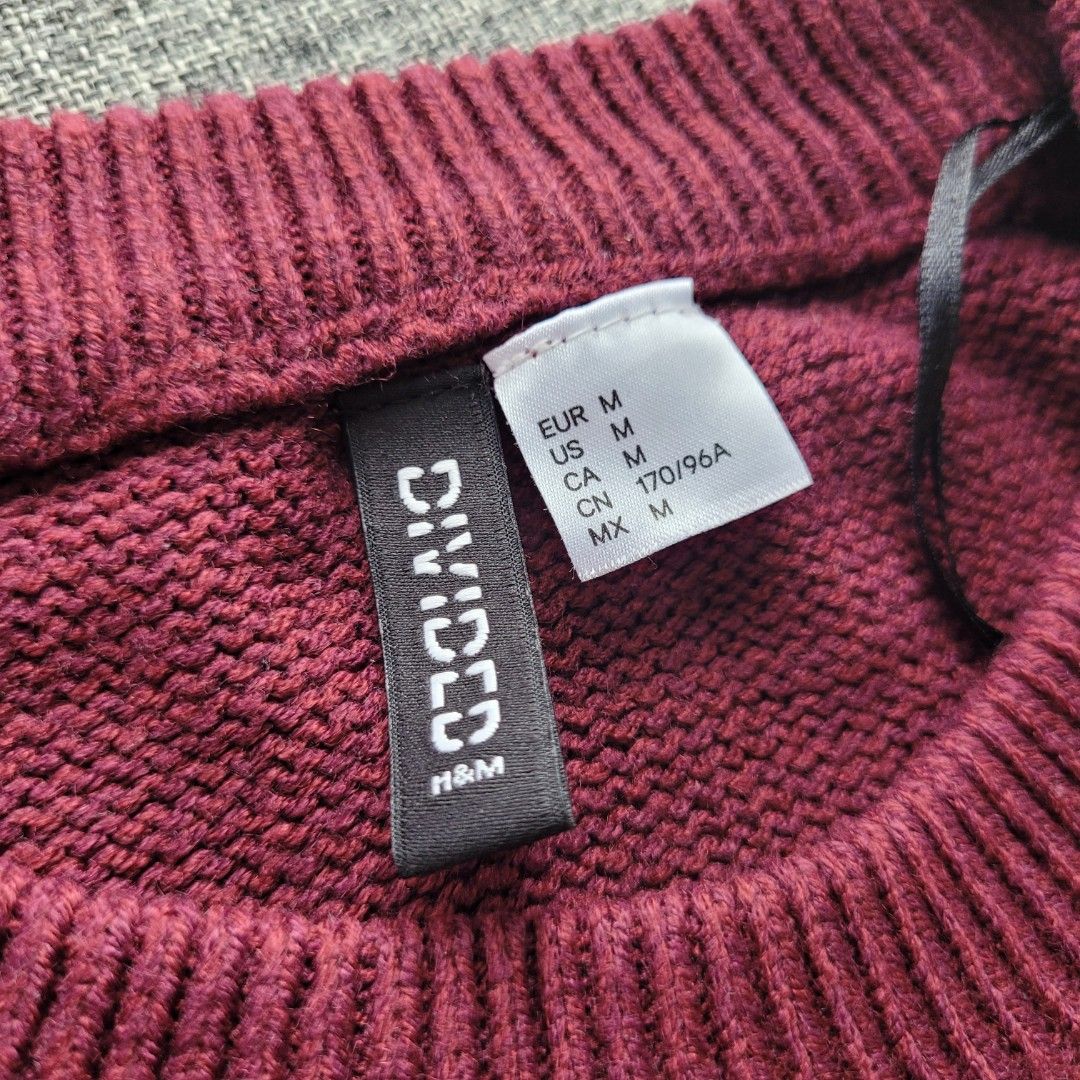 Hu0026M Maroon Knit Sweater, Women's Fashion, Tops, Longsleeves on Carousell