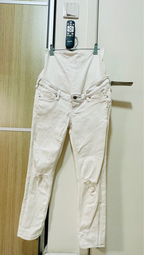 H&m white sales maternity jeans