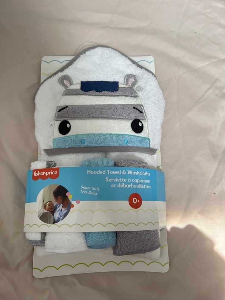 Hooded towel sales and washcloth set