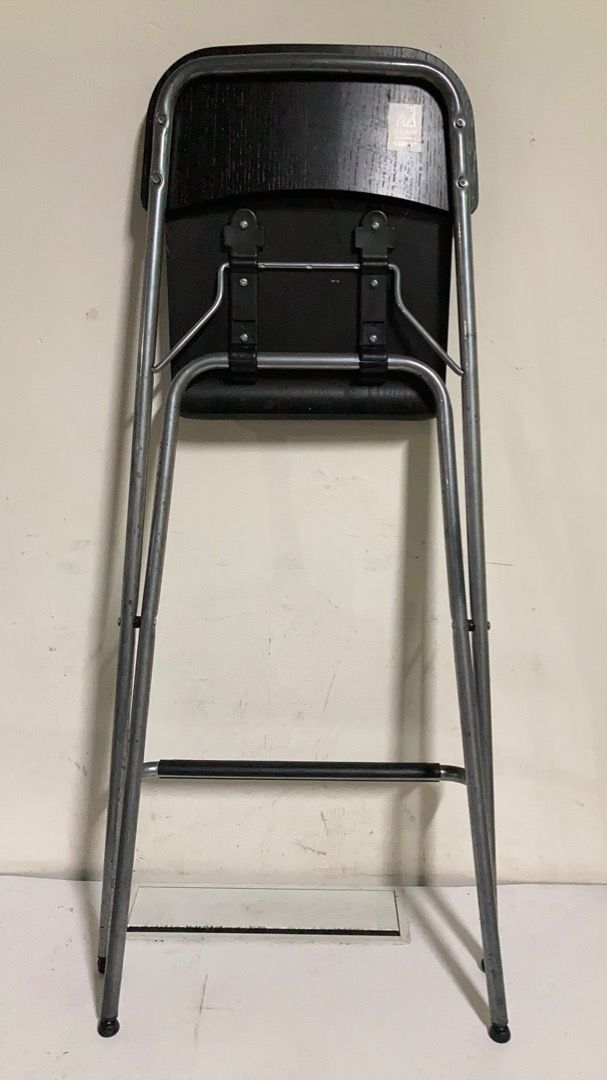 IKEA FRANKLIN Bar stool with backrest, foldable, black, 73cm, Furniture