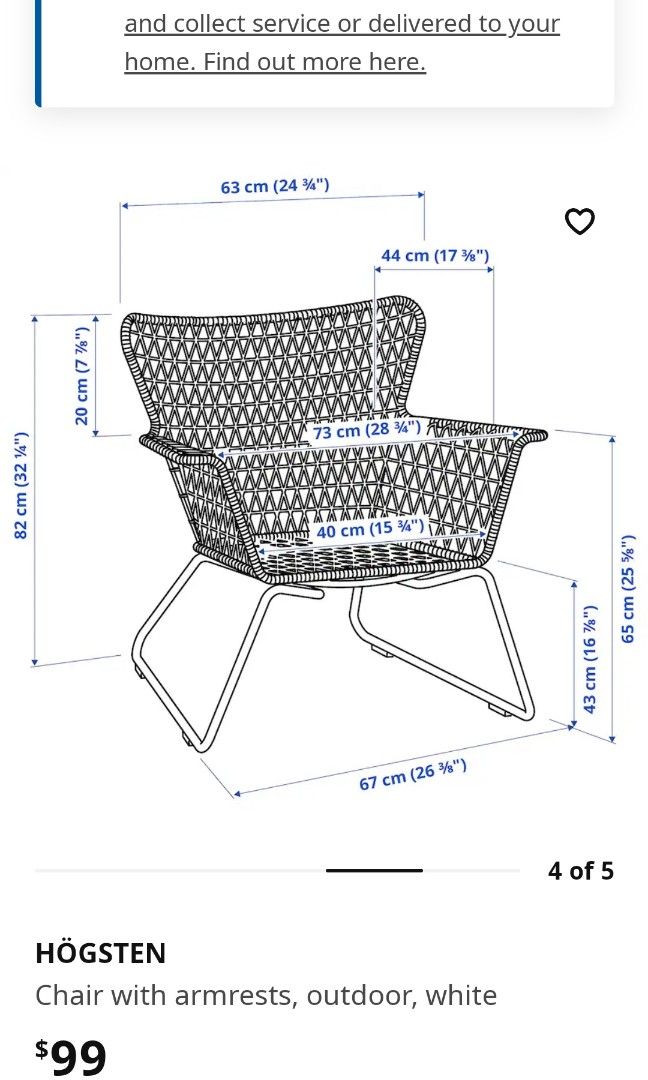 Ikea Hogsten Outdoor Chair 2 for 50, Furniture & Home Living, Outdoor