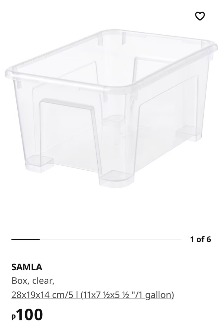 Ikea Samla Clear Container Box, Furniture & Home Living, Home Decor