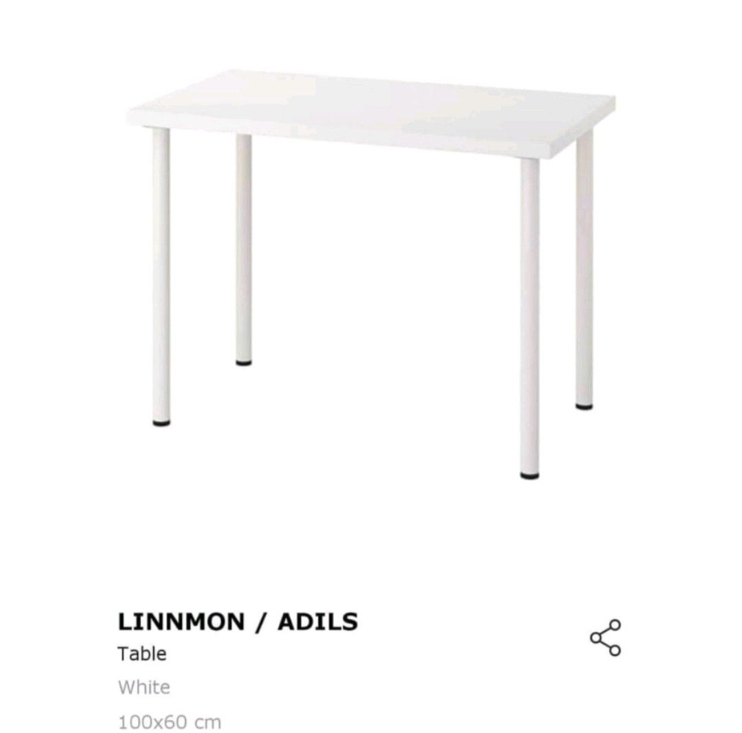ikea study table / ikea linnmon adils, Furniture & Home Living