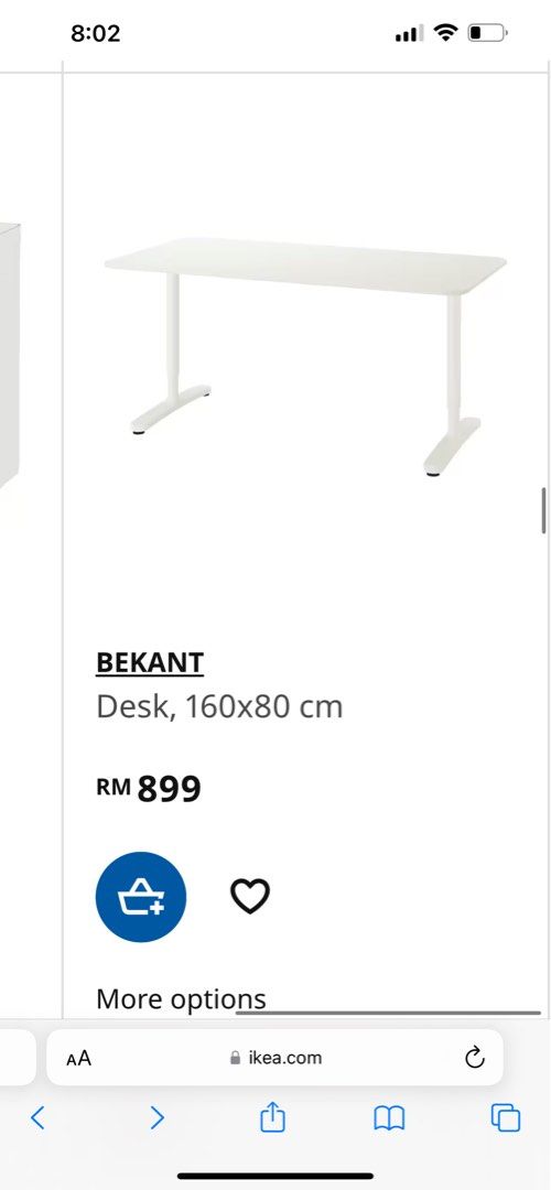 Ikea bekant shop desk size