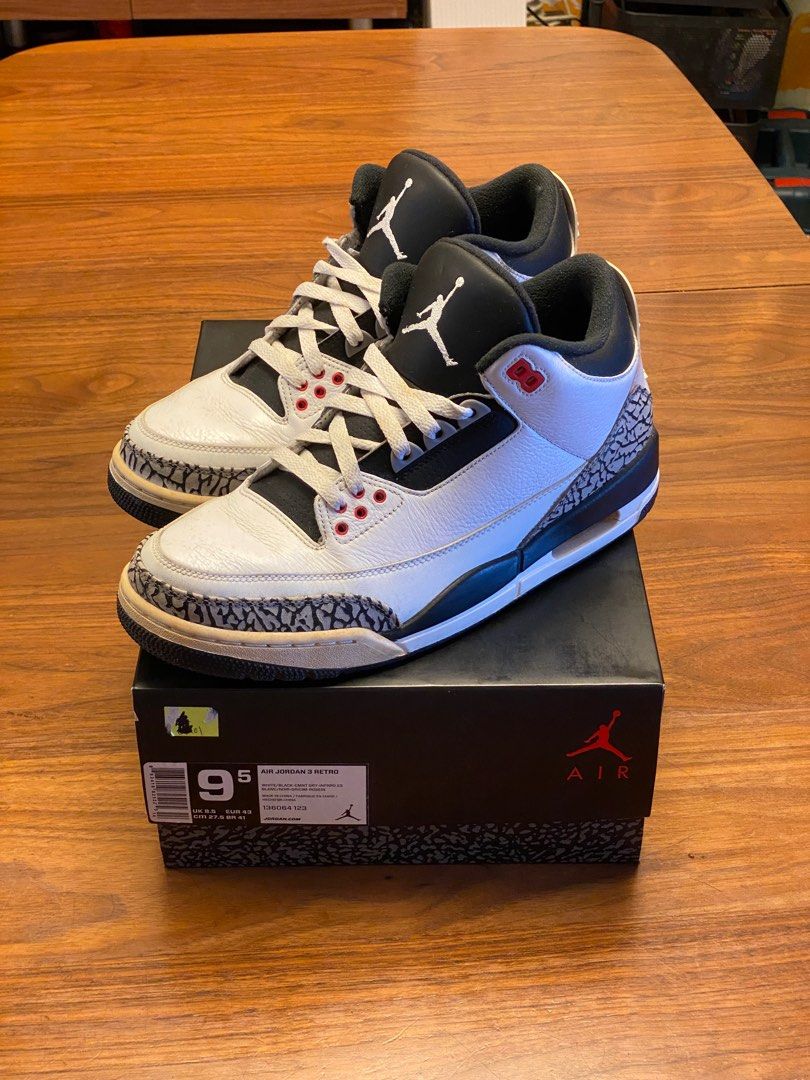 Jordan 3 infrared. Us 9.5 men, 男裝, 鞋, 波鞋- Carousell