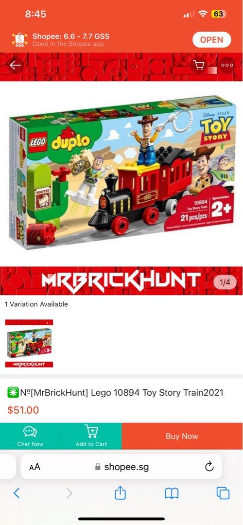 LEGO DUPLO Disney Pixar Toy Story Train 10894 Toddler Train Set