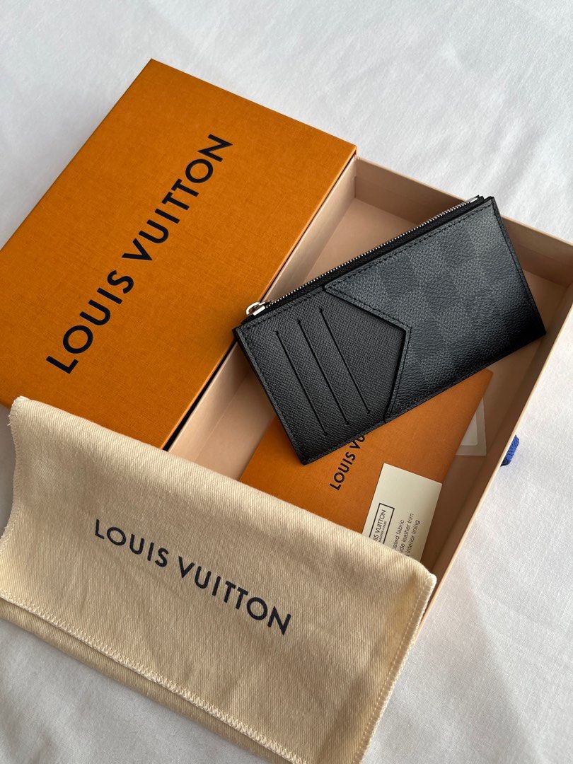 Louis Vuitton Coin Card Holder Monogram Eclipse Volcano Orange in