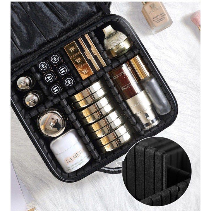  Rownyeon Clear Makeup Case Toiletry Bag Travel Makeup Train  Case Portable Cosmetic Organizer Transparent Bag Black : Beauty & Personal  Care