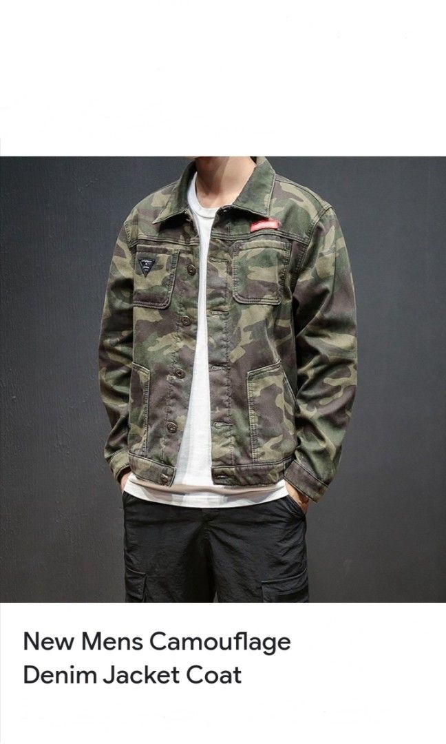 Men's Camouflage Denim Jacket, Men's Fashion, Coats, Jackets and ...