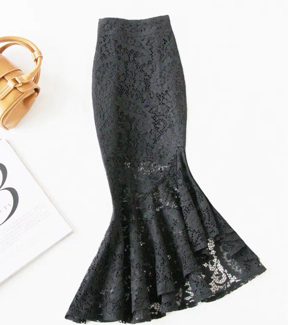 Black lace hot sale mermaid skirt