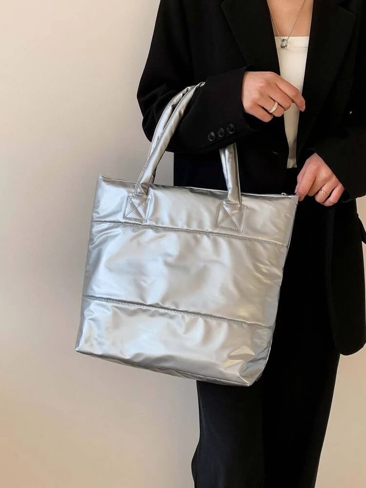 Metallic Puffer Tote