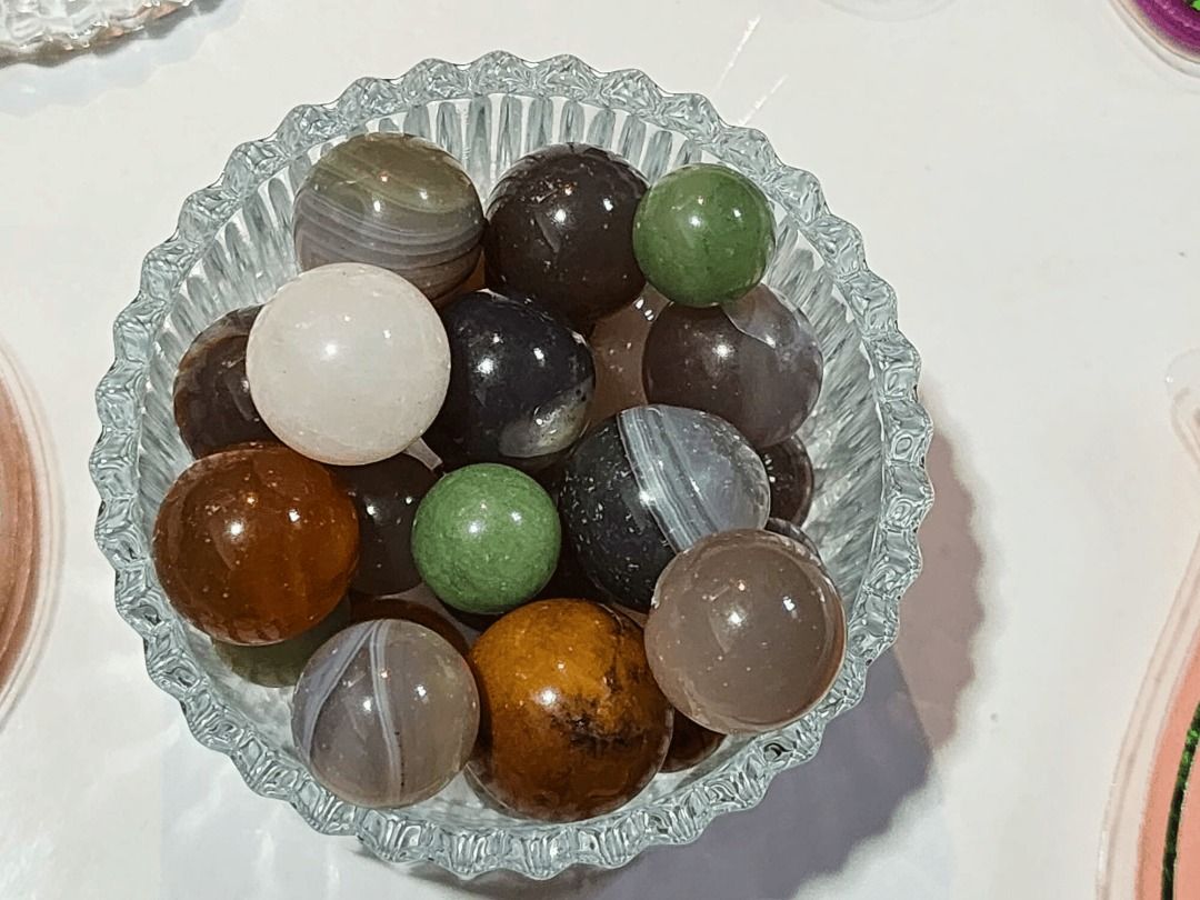 Mini Sphere Mixed Stone Types Bundle Set With Container, Furniture ...