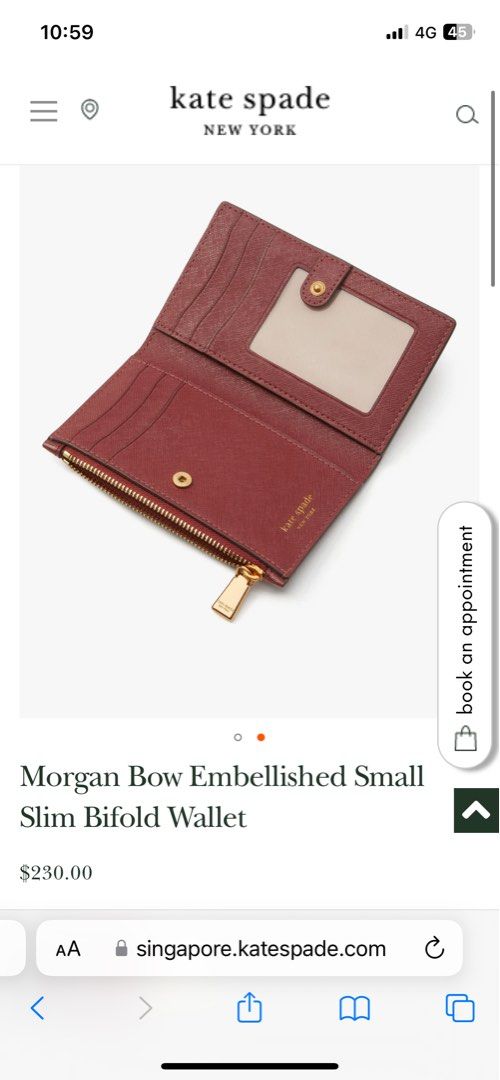 Morgan Bow Bedazzled Small Slim Bifold Wallet Boxed Set
