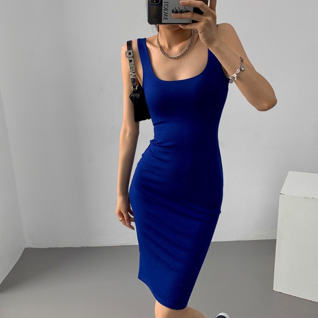 Light Blue Navy Blue Bodycon Dress main image 1