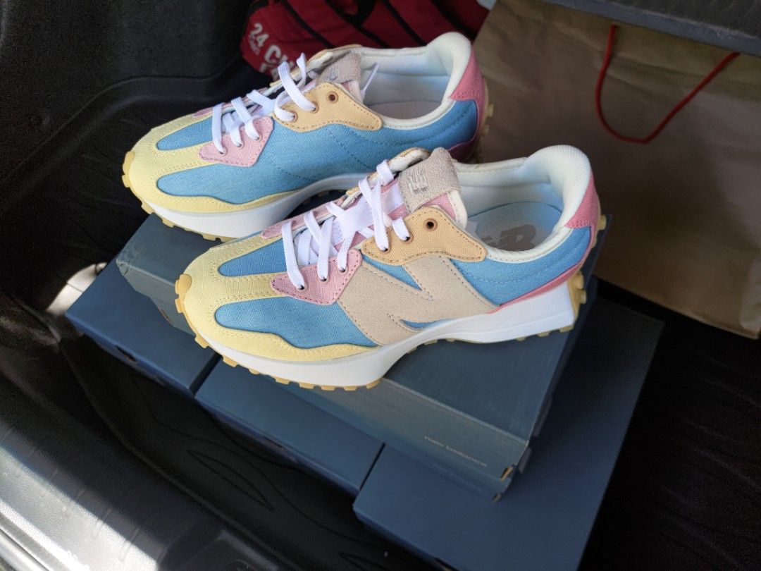 new balance 327 light indigo with rain cloud