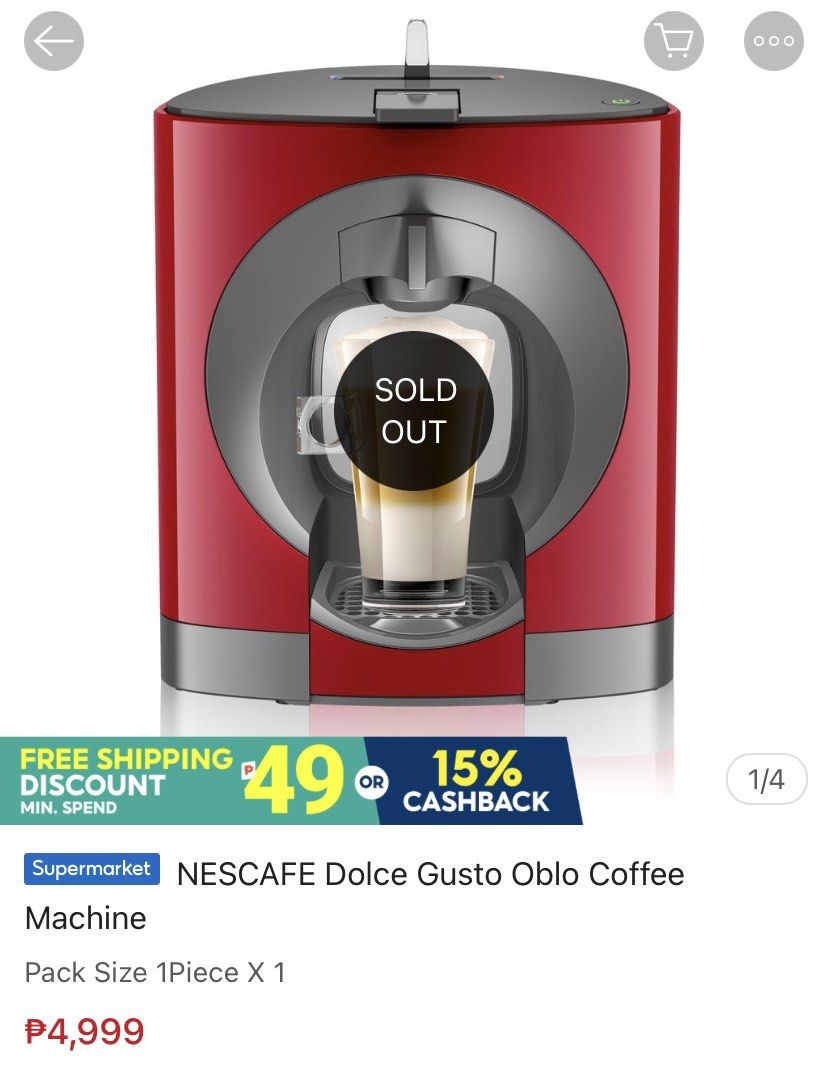 Nescafe Dolce Gusto Oblo Machine, TV & Home Appliances, Kitchen ...