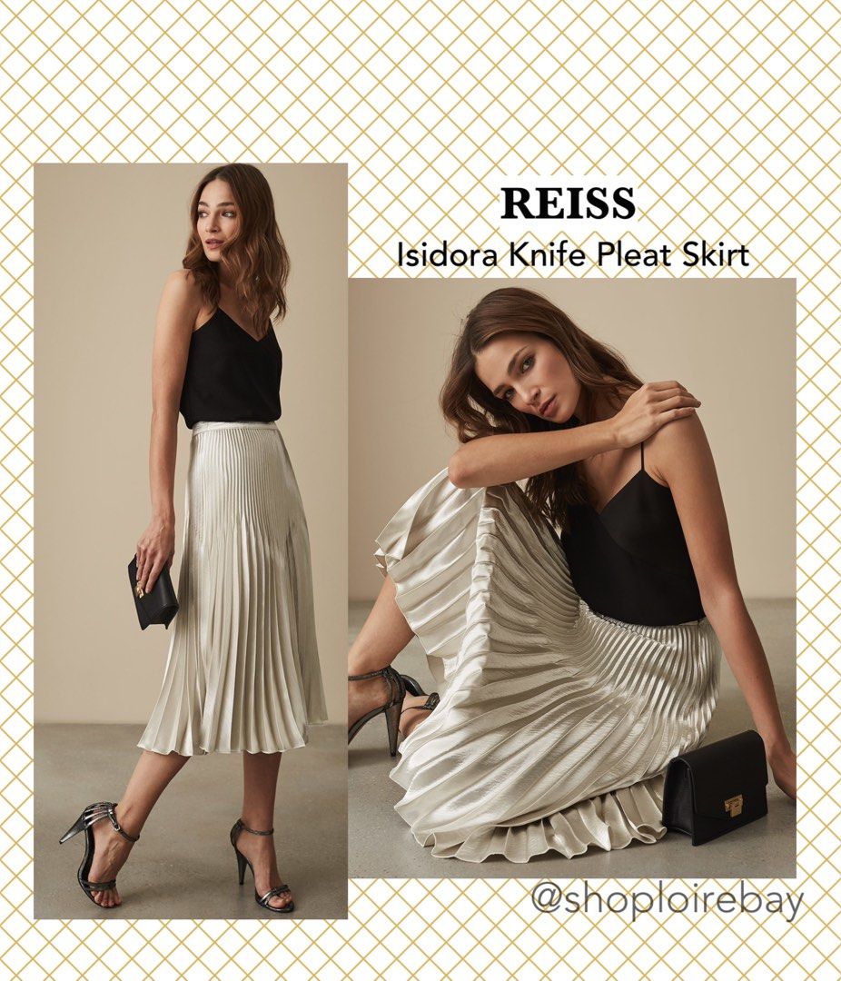 Silver pleated skirt reiss top