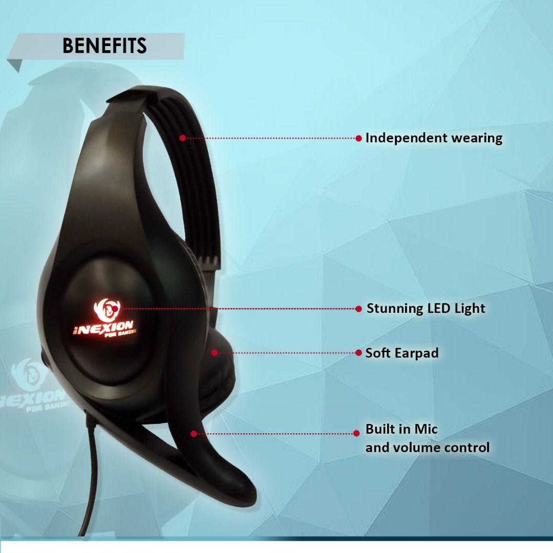 NEXION GH05 GAMING HEADSET LED LIGHT, 2meter CABLE USB WIRED with