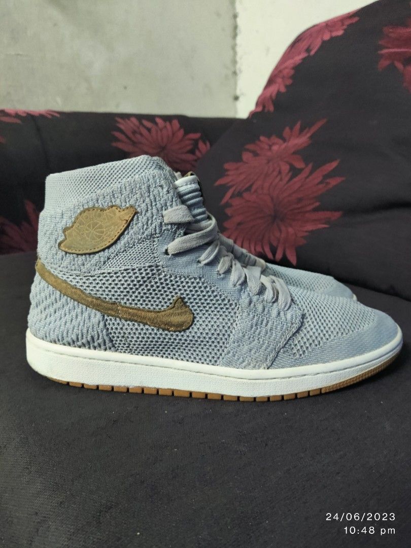 NIKE AJ1 OG FLYKNIT WOLF GREY Men s Fashion Footwear Sneakers