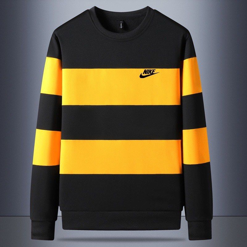 Nike M 5XL 2022 New Style Spring Autumn Color Matching Plaid Sweatshirt unisex Round Neck Pullover Korean Version Trendy Top Bottoming Shirt