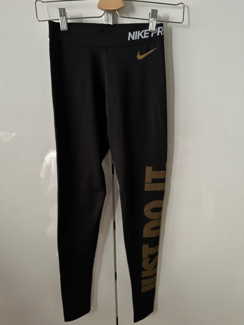 Nike Pro Warm Gold Just Do It Leggings