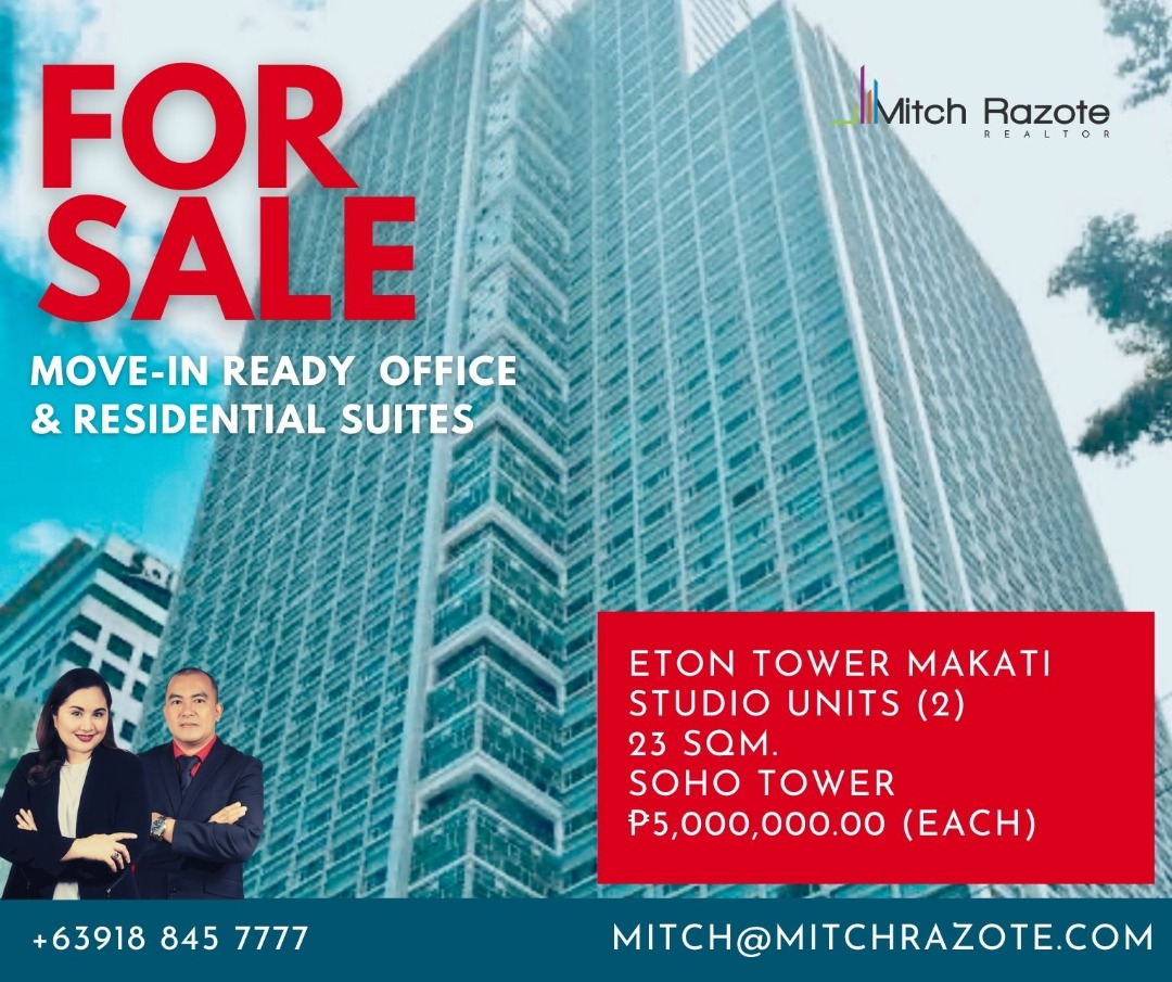 Office or Residential Studio Units For Sale at Eton Tower Makati Dela