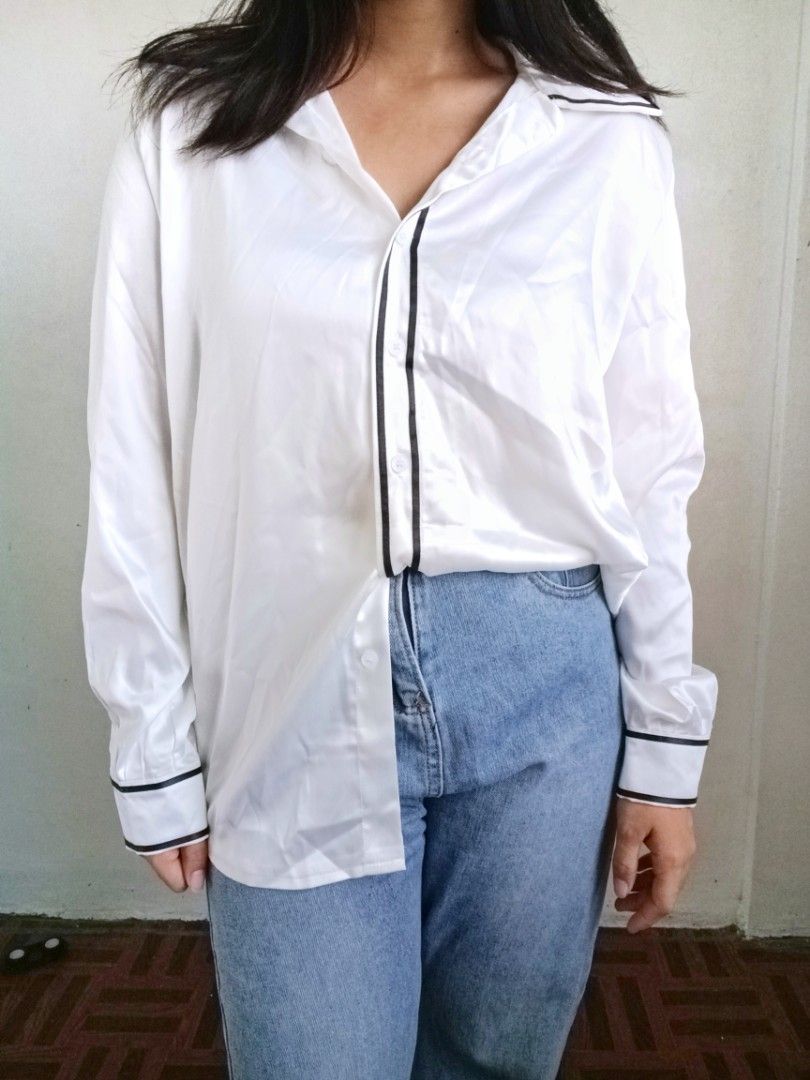 Simulated Silk Long-sleeved Shirt Fashion Casual Business Wear