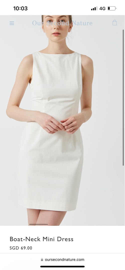 Eline Boat Neck Mini Dress - White