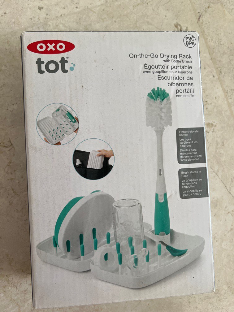 OXO Tot On-The-Go Drying Rack with Bottle Brush - Gray