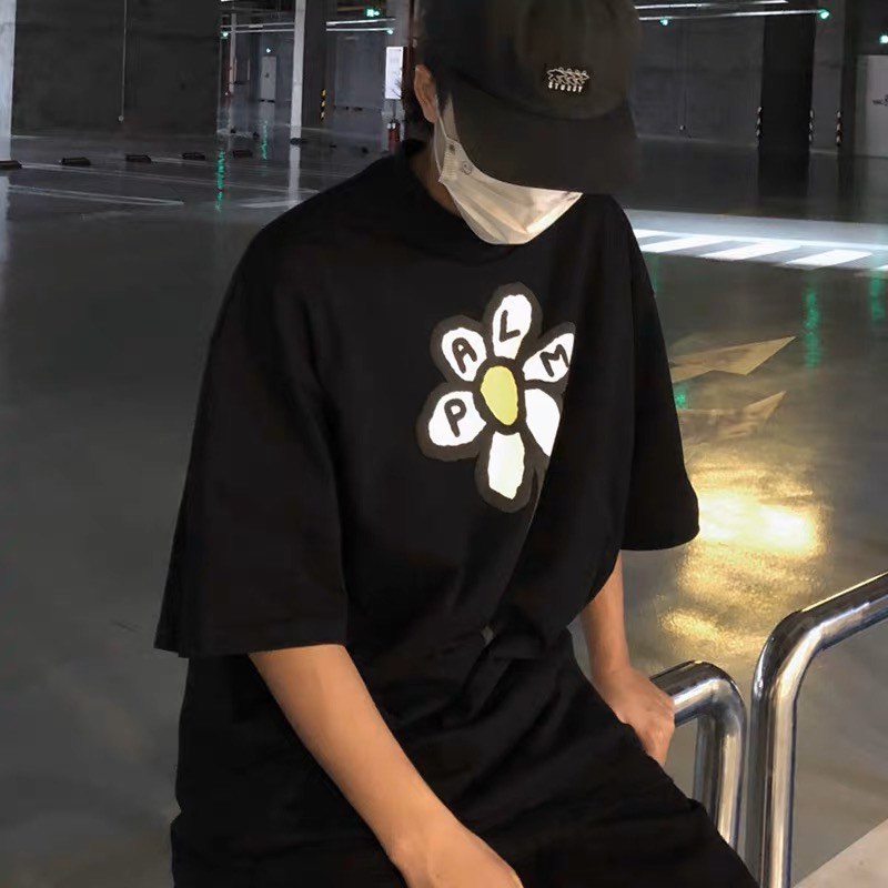 PALM ANGELS Classic Mock Neck Logo Tee Black