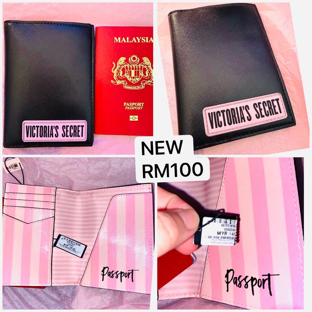 Victoria's Secret Logo Imported Polyurethane Passport Cover Black