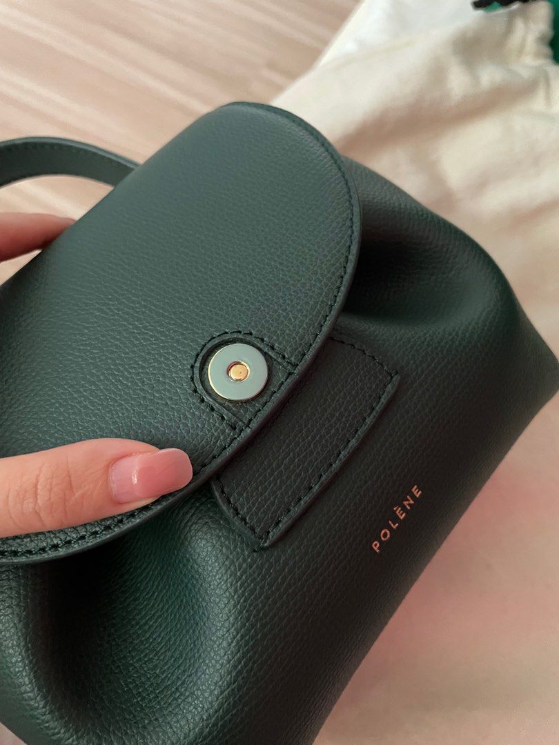 Polène  Bag - Numéro Un Nano - Green Textured Leather