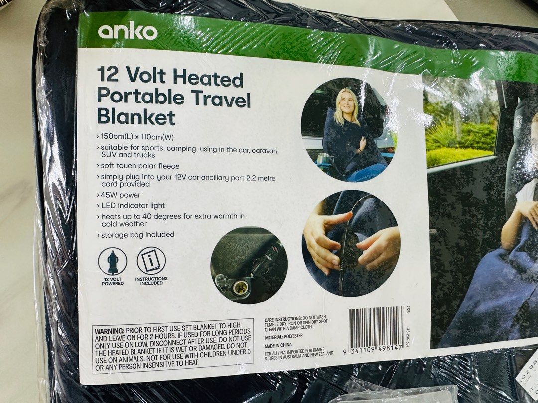 Portable travel blanket 12v
