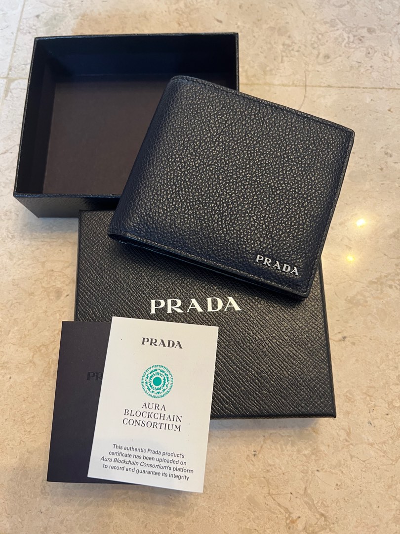 Prada Saffiano And Crocodile Leather Wallet in Blue for Men