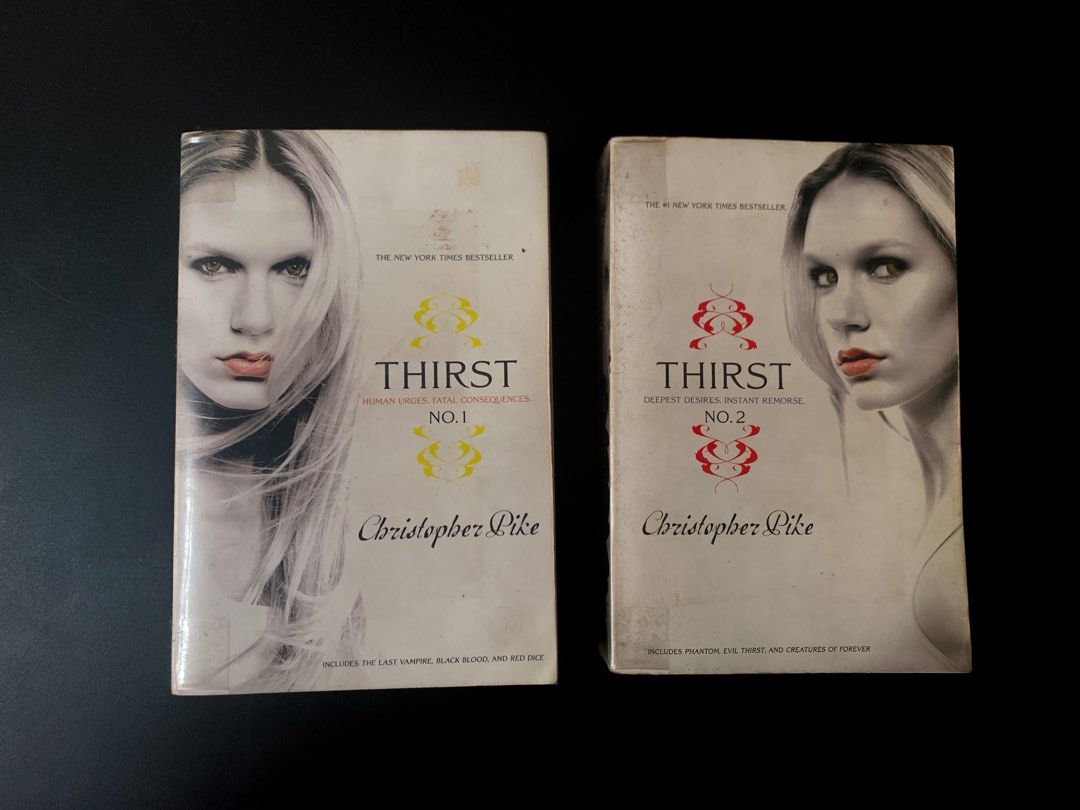 [Pre-loved book] Thirst No. 1 / No. 2 by Christopher Pike (Category: Storybooks) located in Marikina City. Submitted by merrymarga (Listing ID 1239203744, Image 1). Description: Selling 1 book for ₱100, both for ₱200 ☺️ Has minimal highlights and a plastic cover. mop: gcash mod: any courier Will be happy to send more pictures & details, just PM me! 💖.