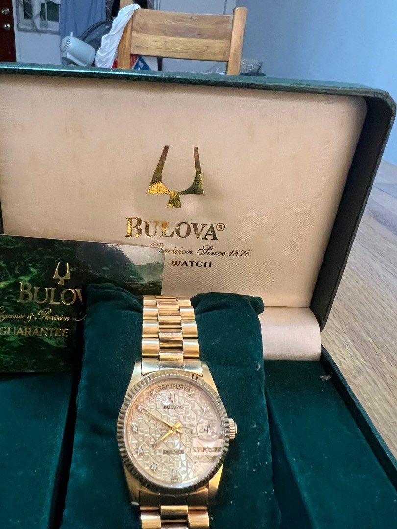 President bulova 24k with diamond original with box and papers super Seville day and date
