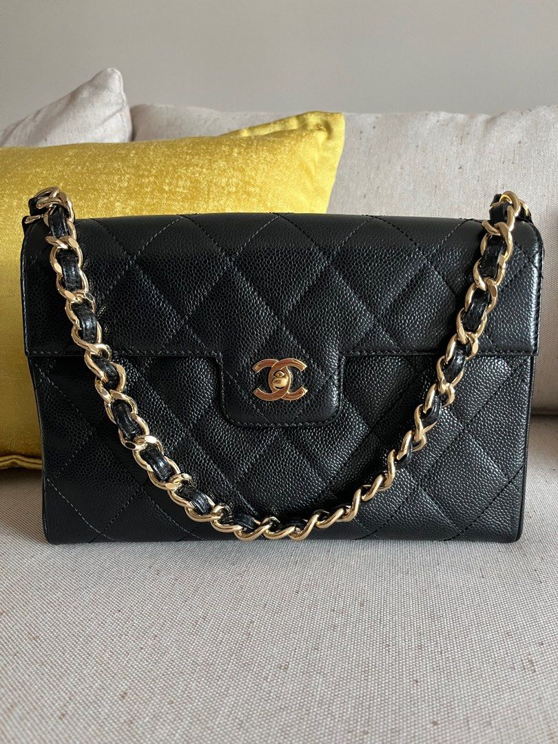 RARE Chanel Black Caviar Vintage Single Flap Bag