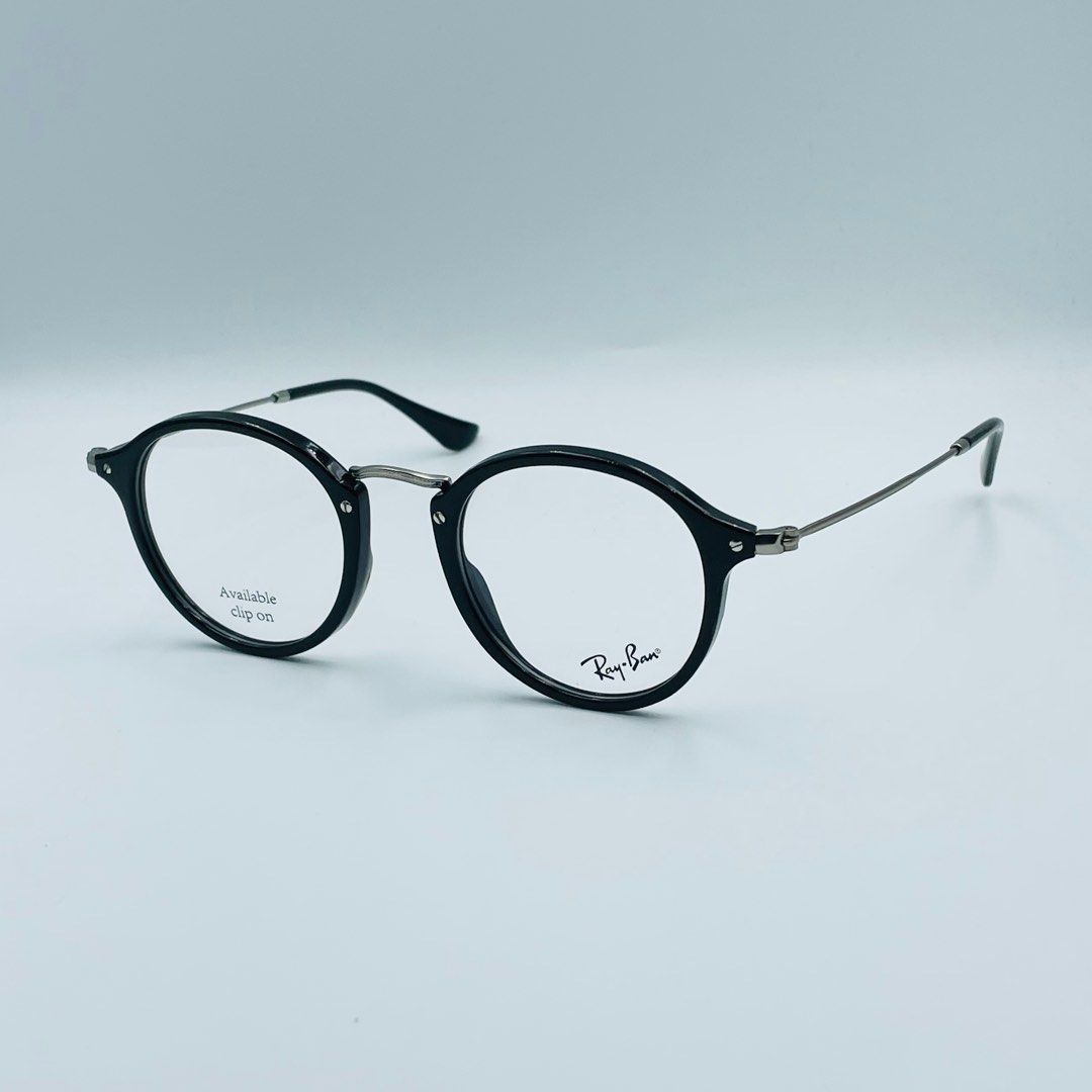 Rayban RX2446V 2000 Round Icon Shiny Black 47, Men's Fashion