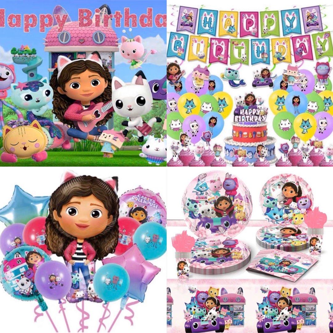 [Ready Stock] [Ready Stock] Jumbo Packages JB1002 ~ Gabby's Dollhouse&  Friends theme Happy Birthday party decorations Set ( Includes : Party