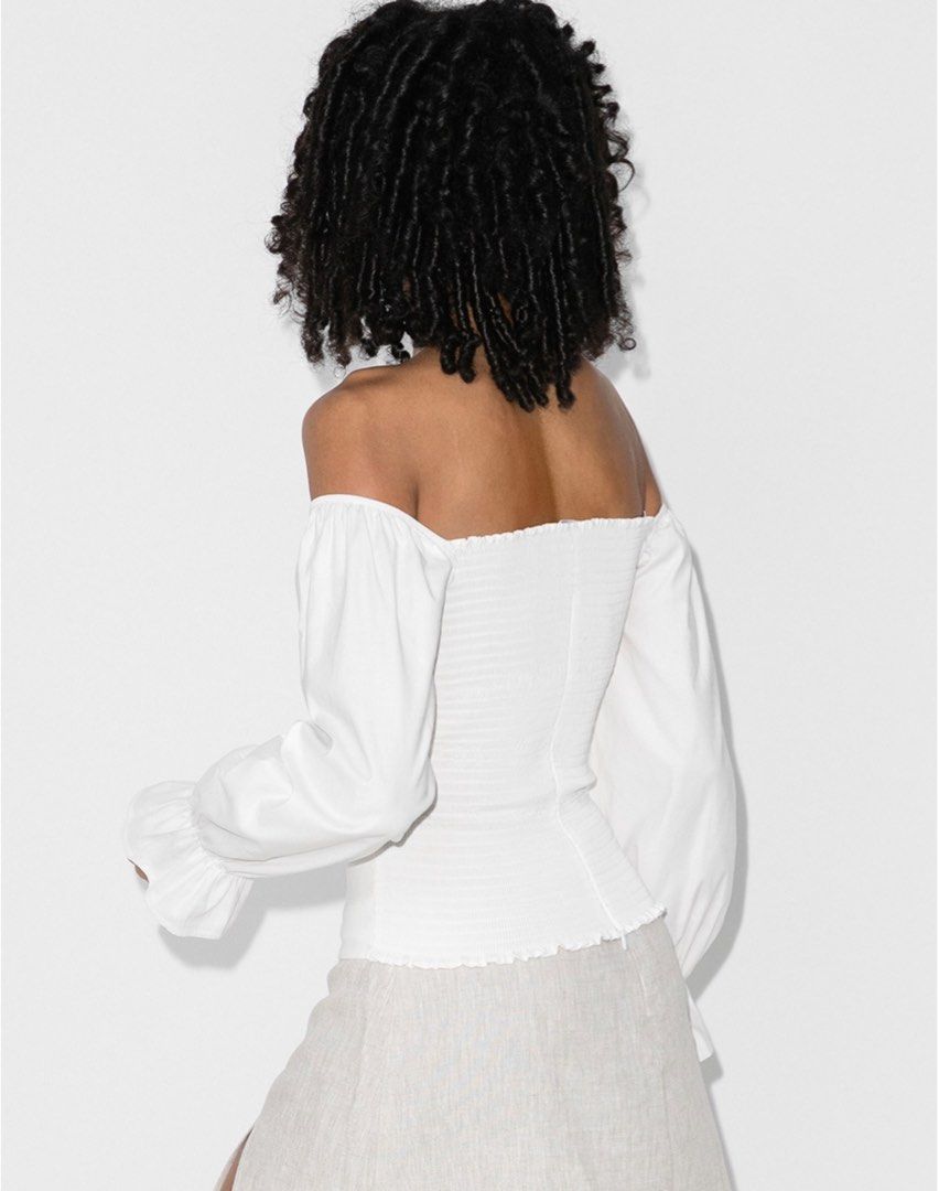 Reformation White Off Shoulder Top Women s Fashion Tops Longsleeves on Carousell