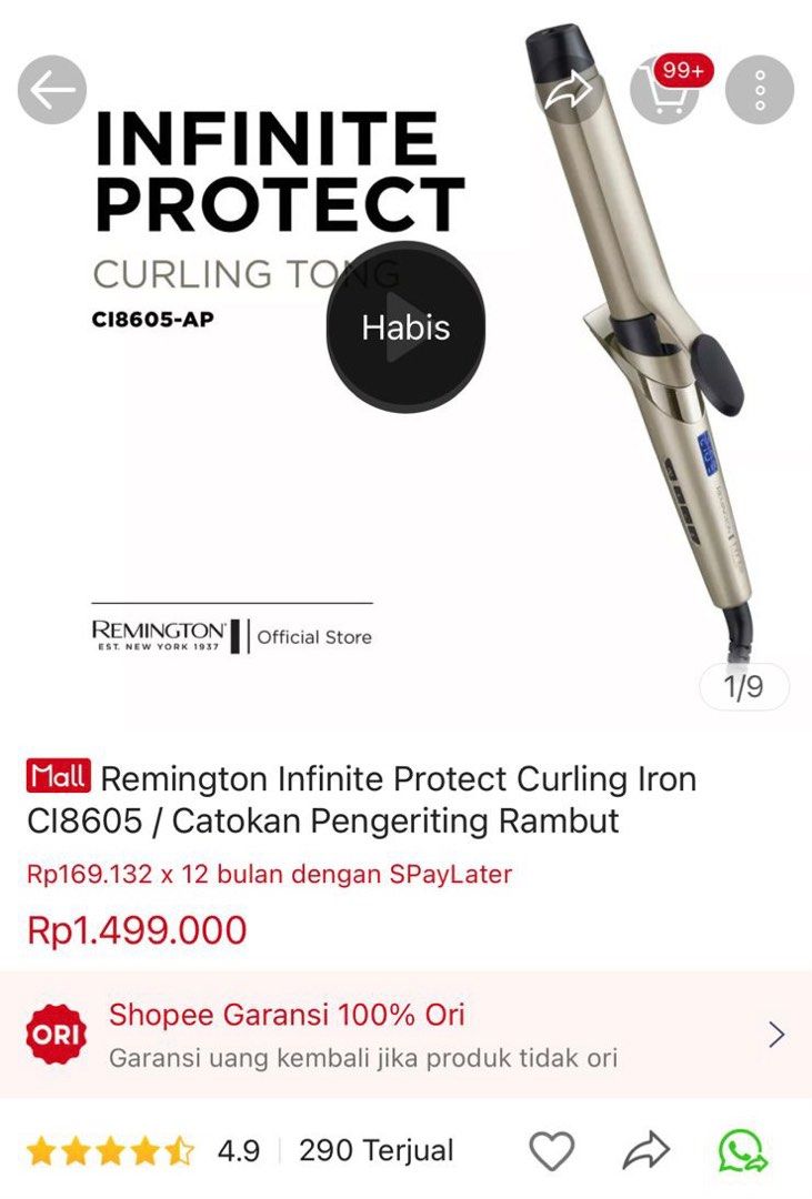Remington infinite protect curling tong on sale