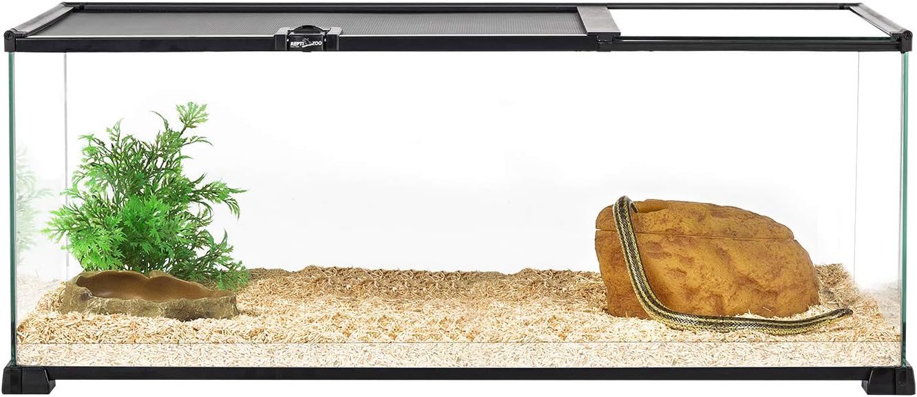 REPTI ZOO 20 Gallon Reptile Glass Terrarium Easy Clean Tank 30" x 12" x 12" Dual Top Sliding Top
