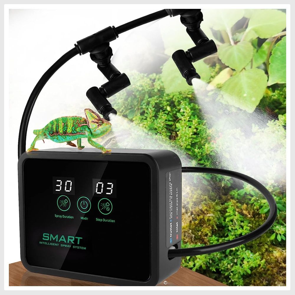 Reptile Fogger Automatic Reptile Mister Fogger for Terrarium Reptile Humidifiers with Timer Amphibians Intelligent Humidifier with 360 Adjustable Misting Nozzles for Chameleon Lizard Snake Turtle etc ...